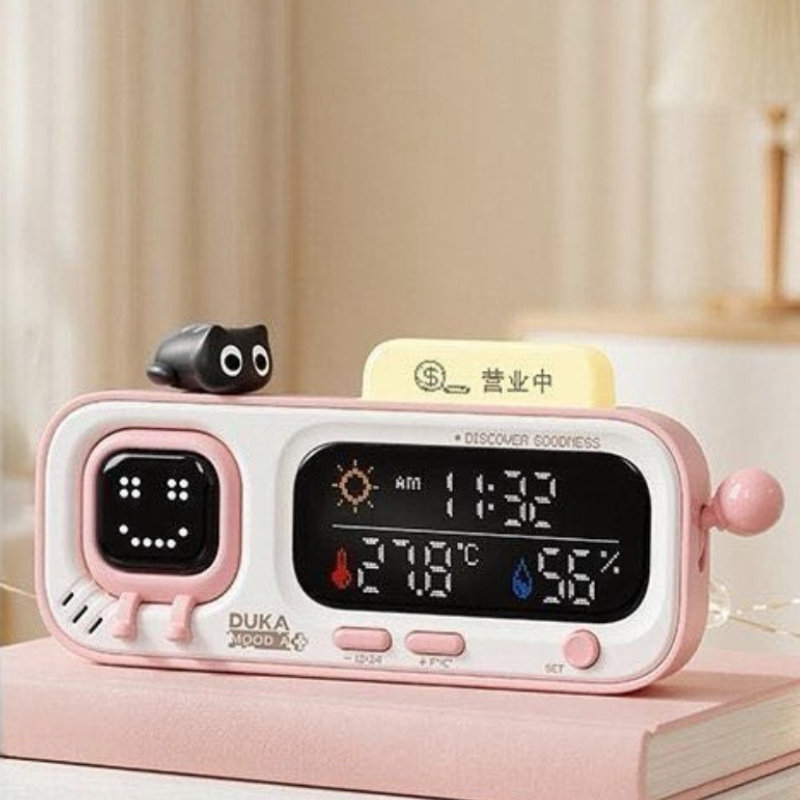 Thermometer Digital - DUKA MOODA Smart Desktop Temperatuur-vochtigheidsklok Elektrische