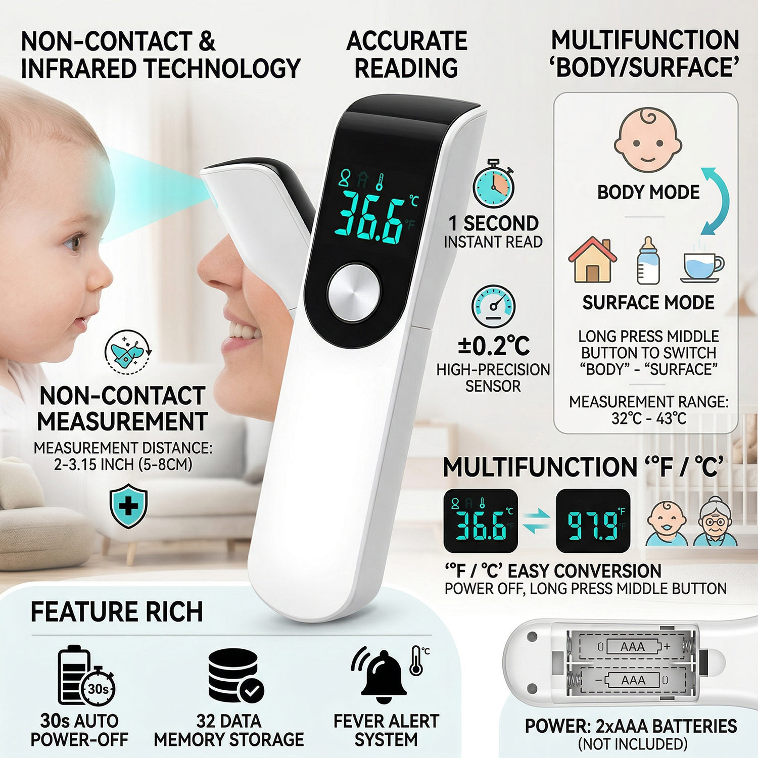 Medische voorhoofdthermometer, - Pulse Oximeter recensie en prijs